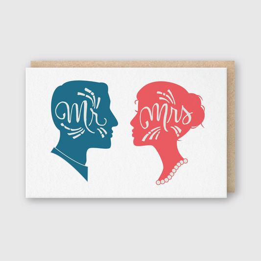 Mr. Mrs. Silhouette Greeting Card