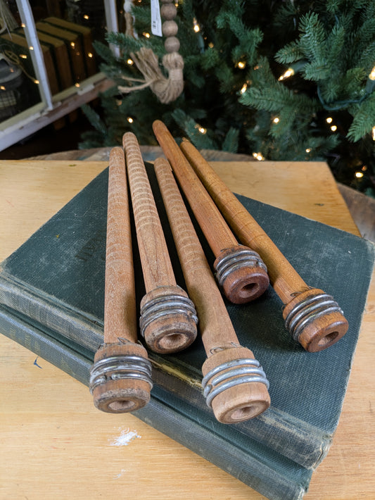 Set of 5 wooden Textile/Industrial Quills (Bobbins)